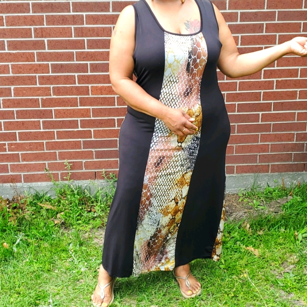 Just Love Snake Print & Black Maxi Tank Sundress